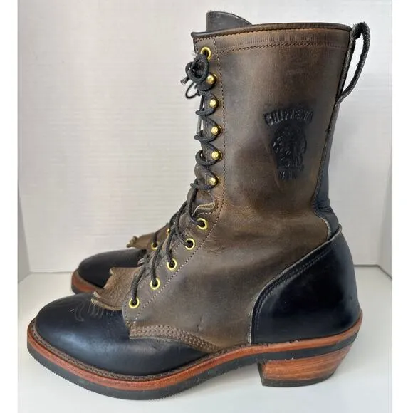 Chippewa Boots classic packer style # 29408 11&quot; black &amp; brown lace up size 9 D