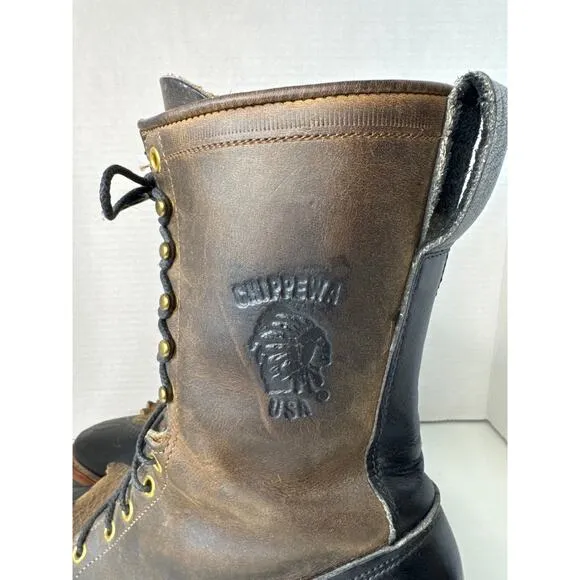 Chippewa Boots classic packer style # 29408 11&quot; black &amp; brown lace up size 9 D