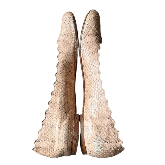 Chloe Lauren Snake Skin Scalloped Ballet Flat Shoes size 39