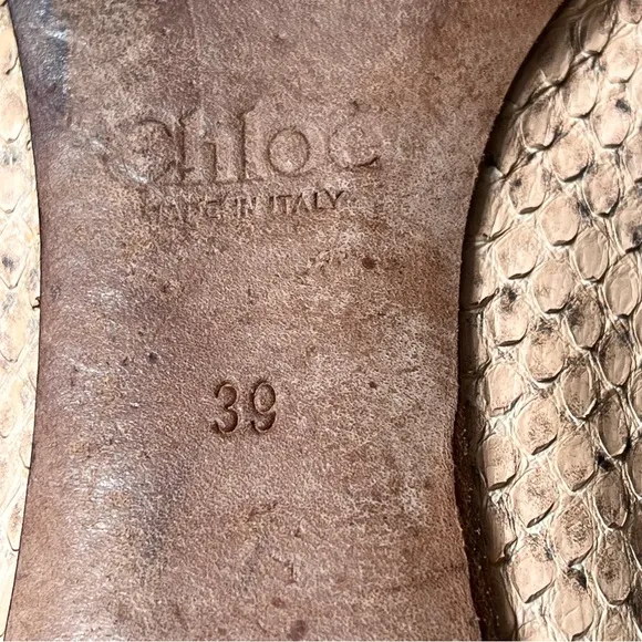 Chloe Lauren Snake Skin Scalloped Ballet Flat Shoes size 39