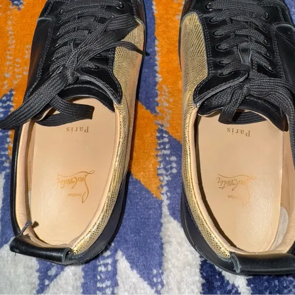 Christian Louboutin Yang Louis Junior Flat black gold Sz 44 shoes sneakers 10.5