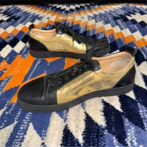 Christian Louboutin Yang Louis Junior Flat black gold Sz 44 shoes sneakers 10.5