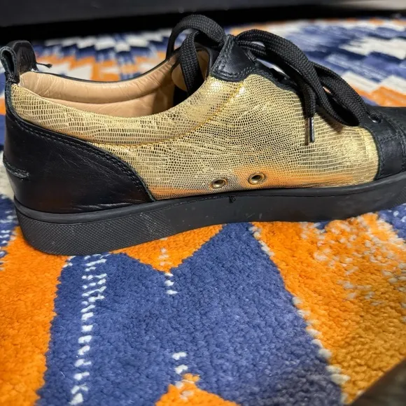 Christian Louboutin Yang Louis Junior Flat black gold Sz 44 shoes sneakers 10.5