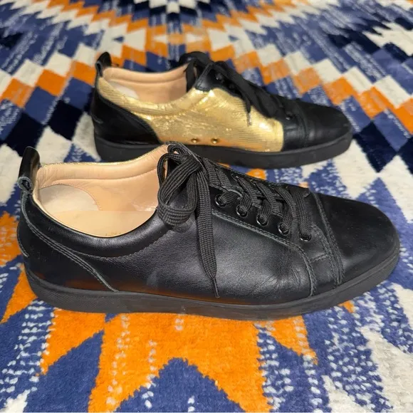 Christian Louboutin Yang Louis Junior Flat black gold Sz 44 shoes sneakers 10.5