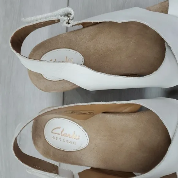 Clarks Artisan Womens Caslynn Shae Wood Wes Leather Sandals shoes sz 10M