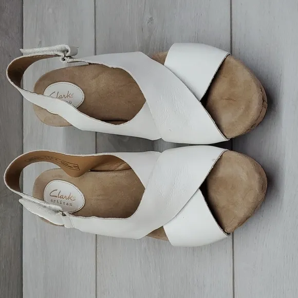 Clarks Artisan Womens Caslynn Shae Wood Wes Leather Sandals shoes sz 10M