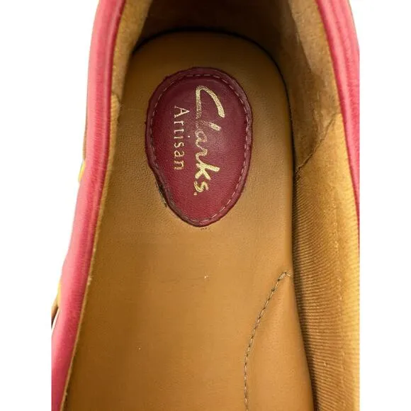 Clarks Artisan Womens Moccasin Slip-on Loafers Pink Raspberry Flat Shoes 8.5M EU