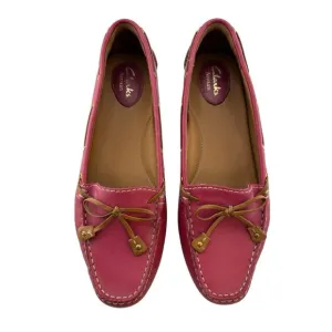 Clarks Artisan Womens Moccasin Slip-on Loafers Pink Raspberry Flat Shoes 8.5M EU