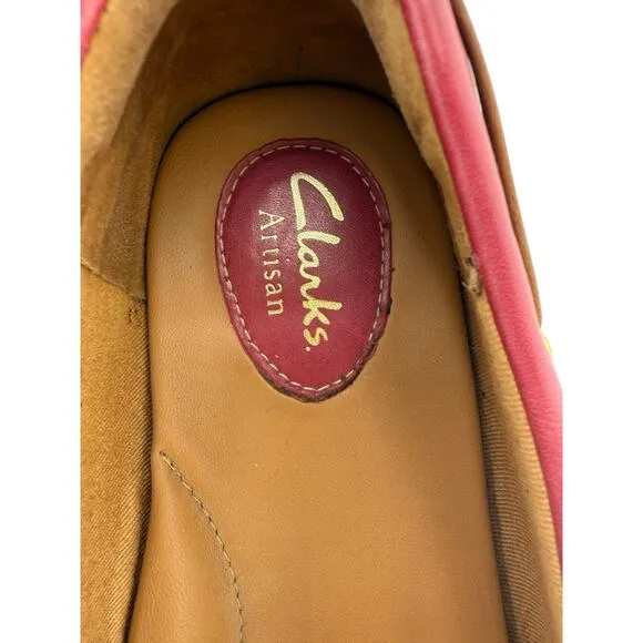 Clarks Artisan Womens Moccasin Slip-on Loafers Pink Raspberry Flat Shoes 8.5M EU