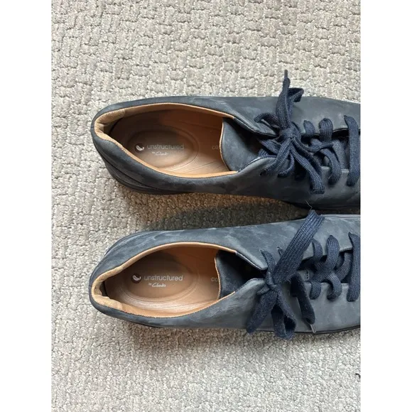 Clarks Men's Un Costa Lace Sport Shoe Size 11 Navy Blue Nubuck Suede Sneaker