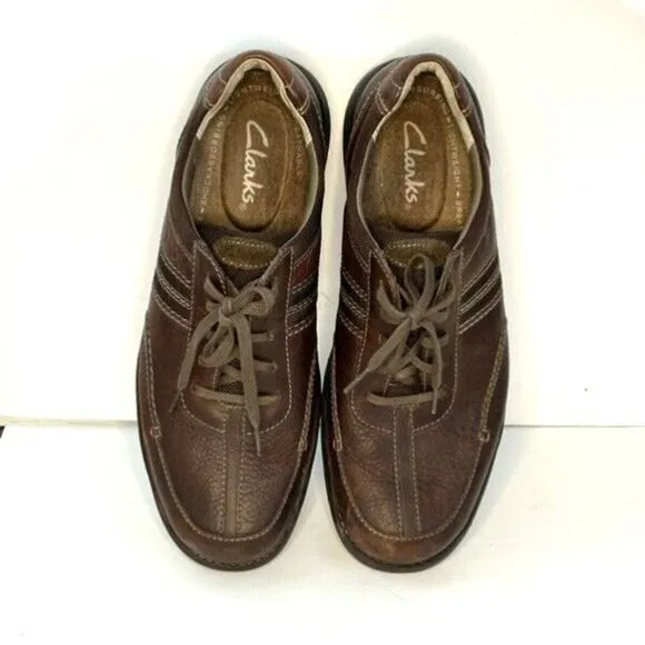 Clarks Slone Brown Leather Moc Toe Lace Up Oxford Shoes Men's US 13 M