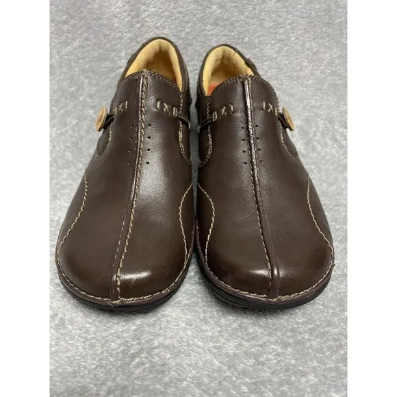 Clarks Un.Loop Women’s Brown Leather Ortholite Slip On Shoes Size 7 M