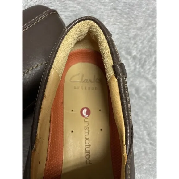 Clarks Un.Loop Women’s Brown Leather Ortholite Slip On Shoes Size 7 M