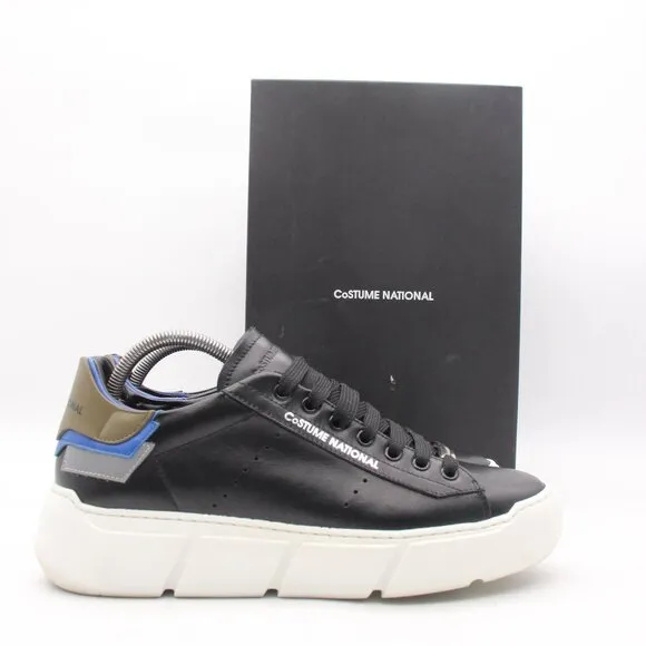 CNC CoSTUME NATIONAL Men's Size EU 41.5 Black Leather Sneakers Lace Up Shoes