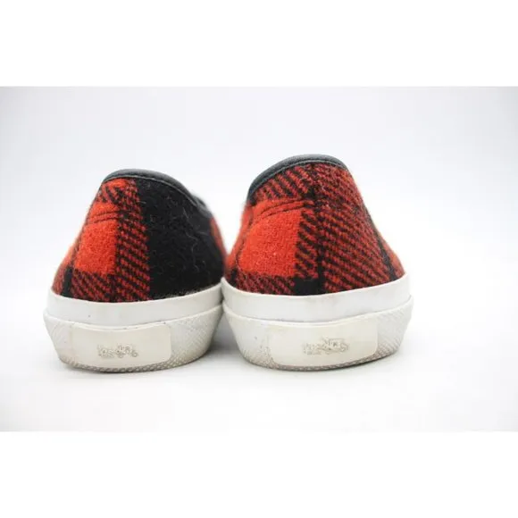 COACH Chrissy Women's 7.5 B Buffalo Plaid Wool Slip-On Shoes Sneaker A00758