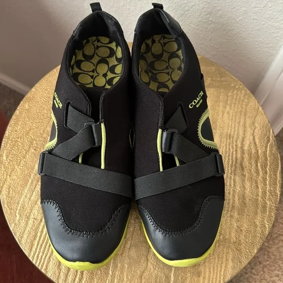 Coach Denver black/lime greenNeoprene running Sneakers Size 8.5 women’s
