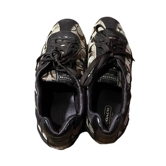 Coach New York Kathleen Sneakers Size 8M Monogram Brown