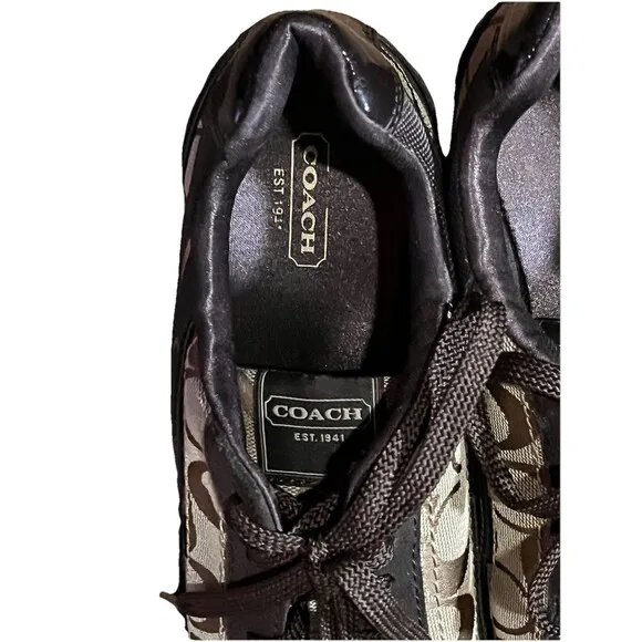 Coach New York Kathleen Sneakers Size 8M Monogram Brown