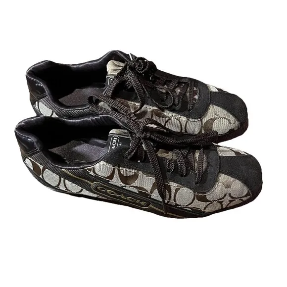 Coach New York Kathleen Sneakers Size 8M Monogram Brown