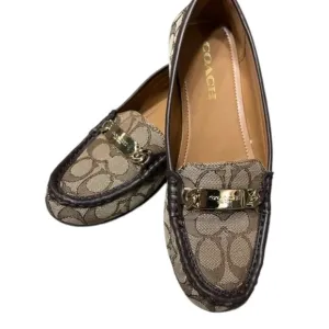 COACH OLIVE FLAT LOAFER Signature Khaki/Chestnut Size: 8 EUC✅