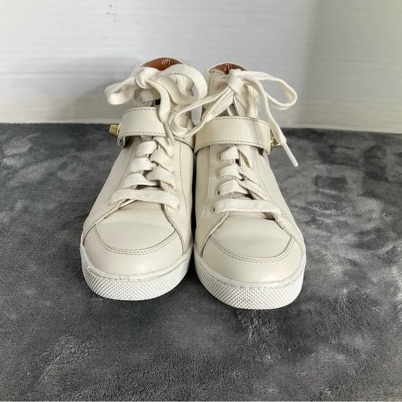 COACH PEMBROKE SPORT NAPPA CHALK LEATHER HIGH TOP SNEAKERS WOMENS Sz 7.5B EUR 37