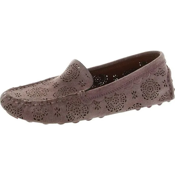 Coach Womens Pink Perforated Faux Suede Flat Shoes New