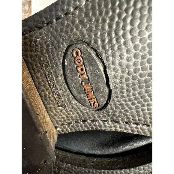 Cody James Men's Cowboy Boots Black Leather Size 9EE CJ4240 R Toe Oil Resistant
