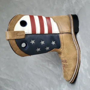 CODY JAMES Patriotic Leather Cowboy Boots with Stars and Stripes BOYS SIZE: 3D