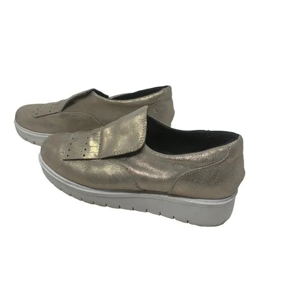 Cofi slip on gold moccasins shoes size 9