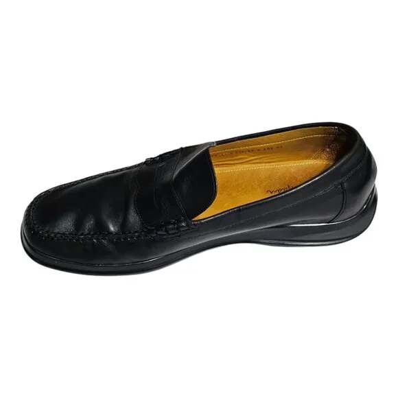 Cole Haan Air Black Moc Toe Slip On Loafers Shoes Mens 11 Leather Casual
