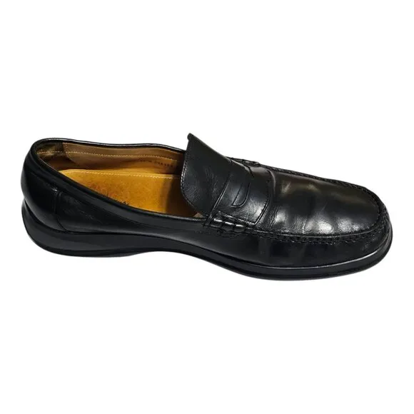 Cole Haan Air Black Moc Toe Slip On Loafers Shoes Mens 11 Leather Casual