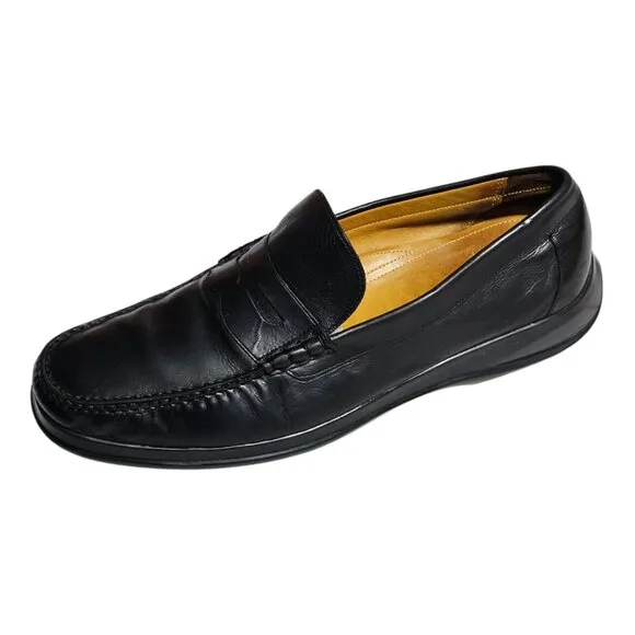 Cole Haan Air Black Moc Toe Slip On Loafers Shoes Mens 11 Leather Casual