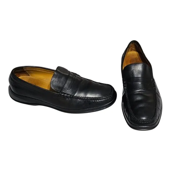 Cole Haan Air Black Moc Toe Slip On Loafers Shoes Mens 11 Leather Casual