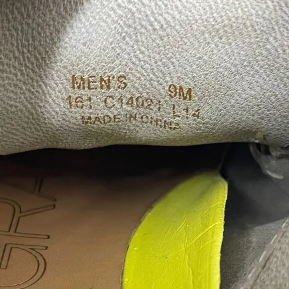 Cole Haan LunarGrand Wingtip Oxford Men 9M Gray Suede Neon Sole Brogue Casual