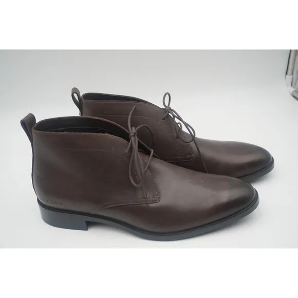 Cole Haan Men Hawthorne Chukka Brown Boot, Water Resistant, Slip-On Size 11.5 M.