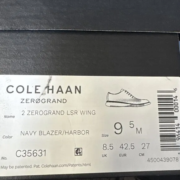 Cole Haan Men's 2.ZERØGRAND Laser Wingtip Oxfords Size: 9.5M