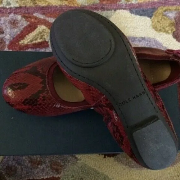 Cole Haan NIB Ashlyn Ballet Flat -- Size 7 -- Tawny Port Python Print Women's