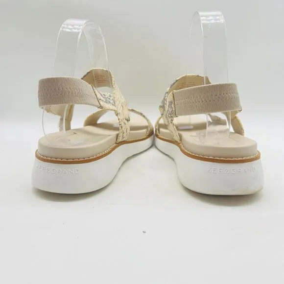 Cole Haan Shoes Womens 7.5 White Gray Leather Sandals Snake Print Strappy Slides