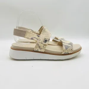 Cole Haan Shoes Womens 7.5 White Gray Leather Sandals Snake Print Strappy Slides