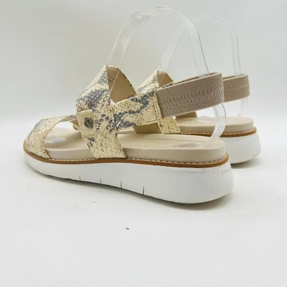 Cole Haan Shoes Womens 7.5 White Gray Leather Sandals Snake Print Strappy Slides