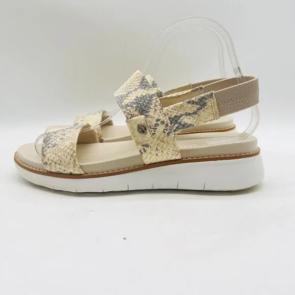 Cole Haan Shoes Womens 7.5 White Gray Leather Sandals Snake Print Strappy Slides