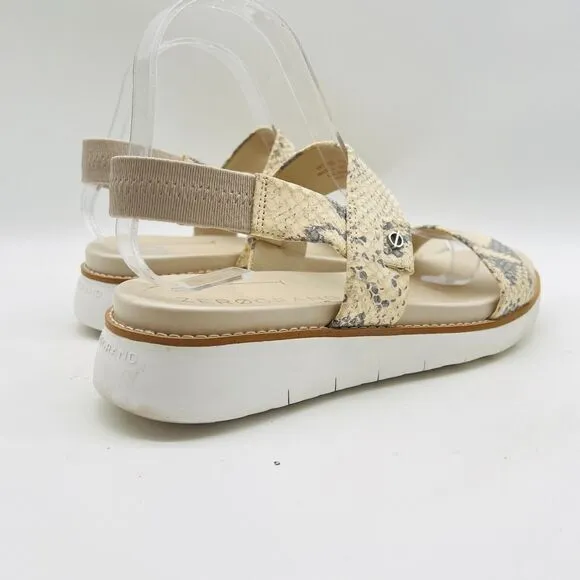 Cole Haan Shoes Womens 7.5 White Gray Leather Sandals Snake Print Strappy Slides
