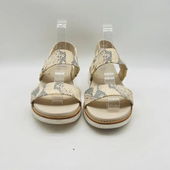 Cole Haan Shoes Womens 7.5 White Gray Leather Sandals Snake Print Strappy Slides