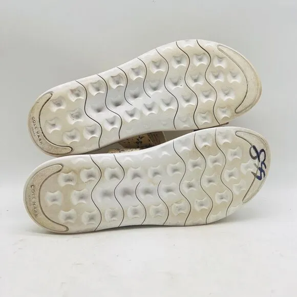 Cole Haan Shoes Womens 7.5 White Gray Leather Sandals Snake Print Strappy Slides