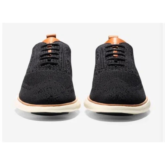 Cole Haan ZeroGrand Black Knit Wingtip Oxford Casual Shoes Men's Size 10