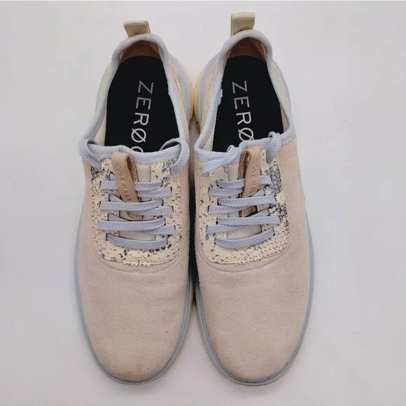 Cole Haan Zerogrand Ivory Suede Python Print Casual Sneakers‎ Womens Size 9.5