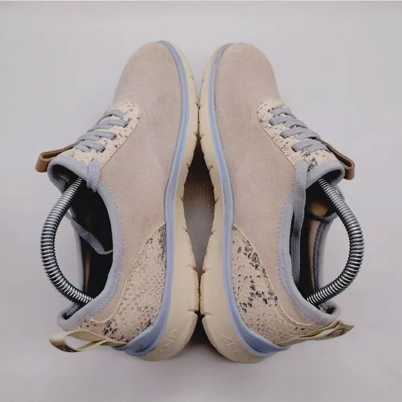 Cole Haan Zerogrand Ivory Suede Python Print Casual Sneakers‎ Womens Size 9.5