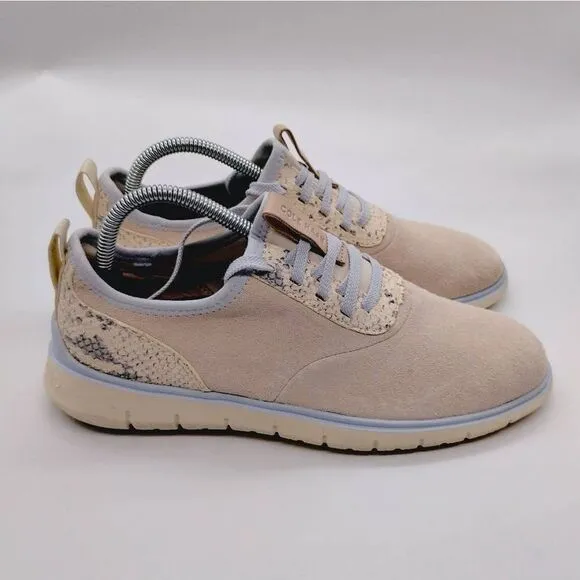 Cole Haan Zerogrand Ivory Suede Python Print Casual Sneakers‎ Womens Size 9.5