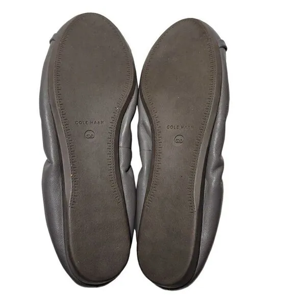 Cole Haan Elsie Ballet Flat Shoes Womens 8B Patent Cap Toe Gray Soft Leather