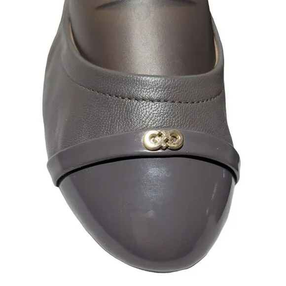 Cole Haan Elsie Ballet Flat Shoes Womens 8B Patent Cap Toe Gray Soft Leather